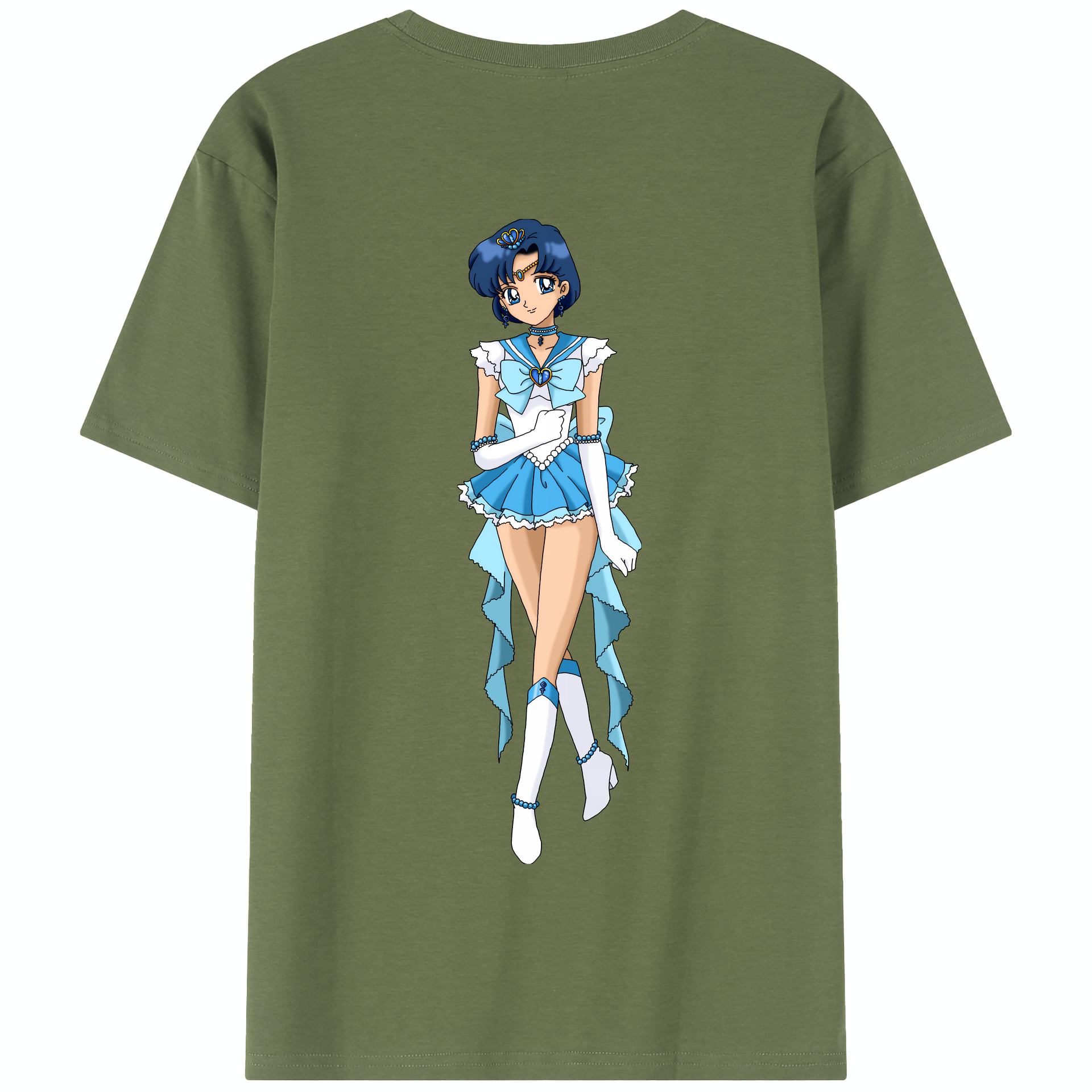 （画像用） 美少女戦士セーラームーン 水野 亜美 みずの あみ Sailor Moon Mizuno Ami 綿100％半袖Tシャツ（背面プリント）